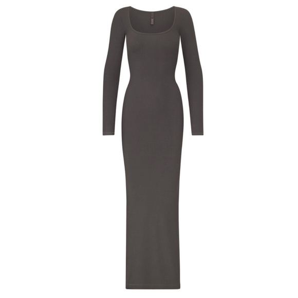 SKIMS Dresses & Skirts - Skims | Soft Lounge Long Sleeve Dress in Gunmetal Gray Small
